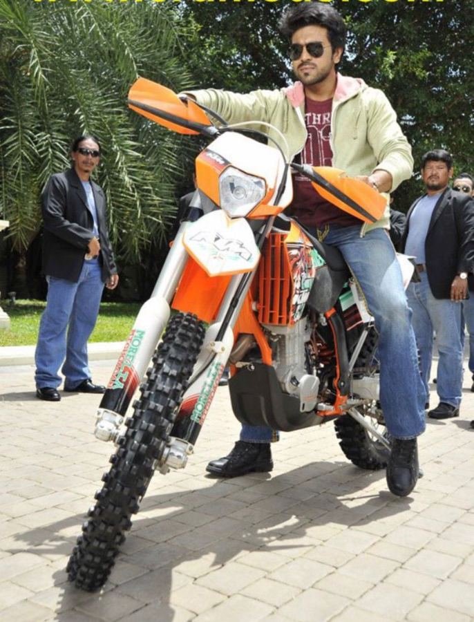 Custom KTM dirt bike built for the Telugu film Racha, ridden by Ram Charan Tej