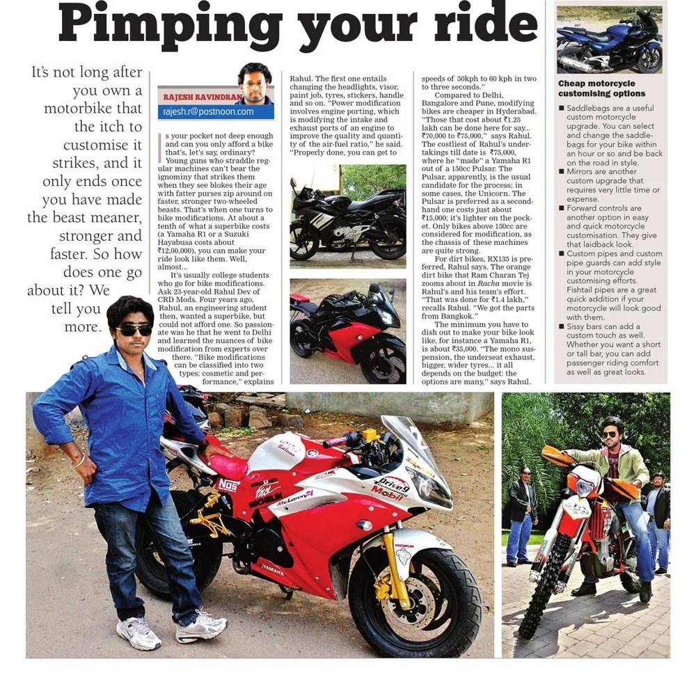 Postnoon newspaper feature, 'Pimping Your Ride', October 6, 2012, covering CRDMODS