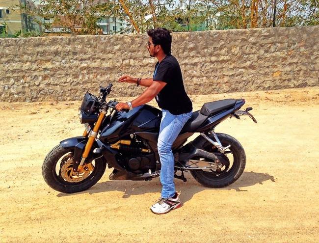 Custom modified streetfighter motorcycle featured in the TV5 news segment